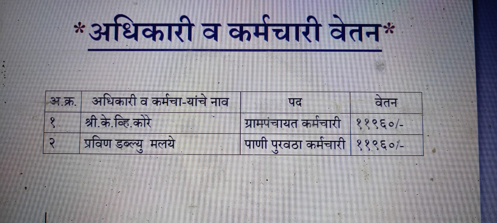 अधिकारी व कर्मचारी वेतन